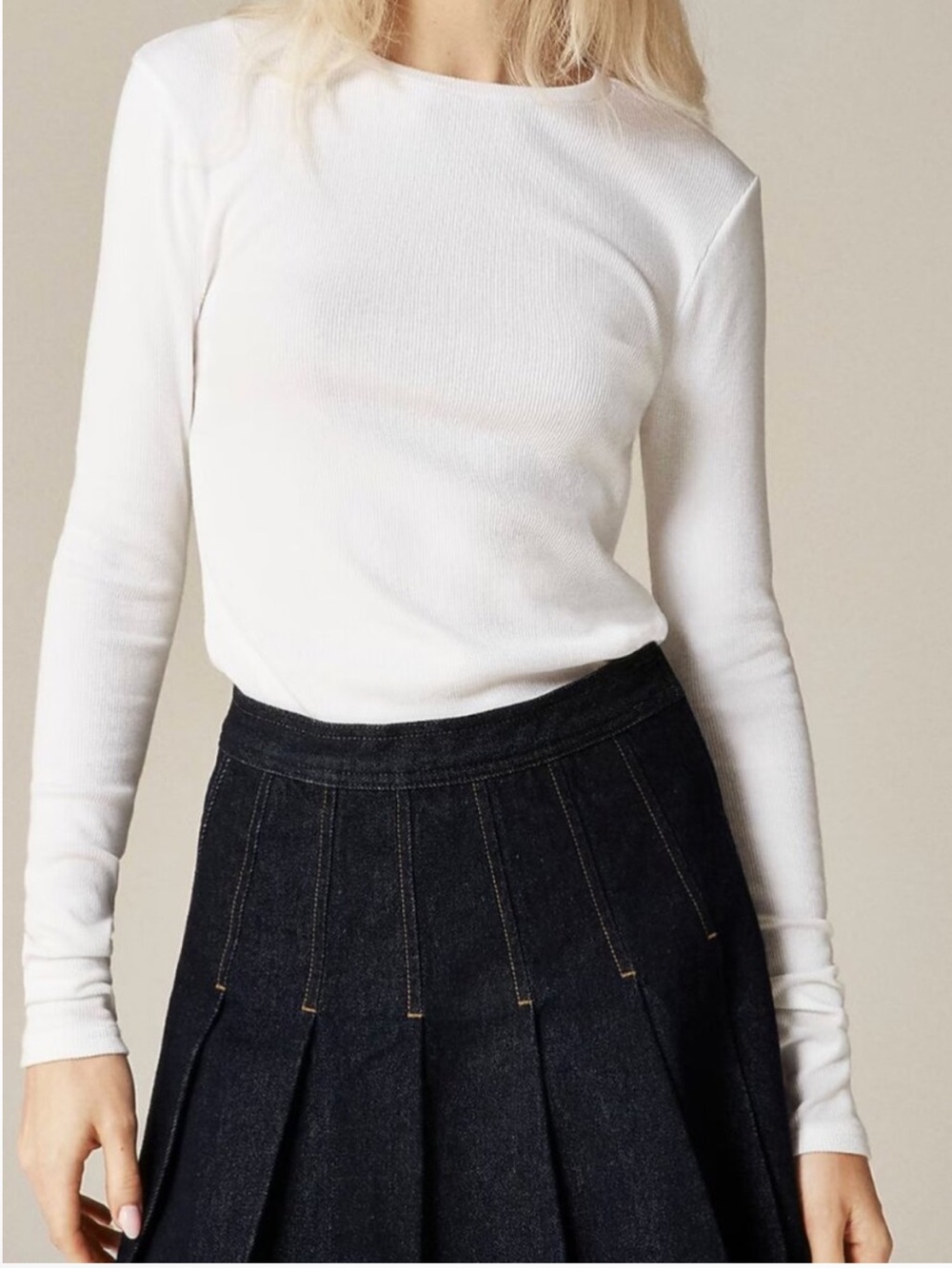 J Crew Perfect rib long-sleeve T-shirt in white size XXS
